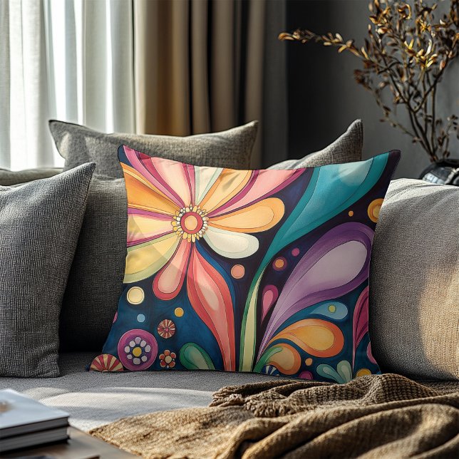 Coussin Kaleidoscope couleur rétro super (Créateur téléchargé)