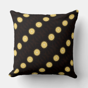 Coussin Kaleidoscope Design Bright Yellow Star