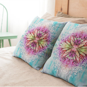 Coussin Kaleidoscope Dewdrops : Art floral abstrait