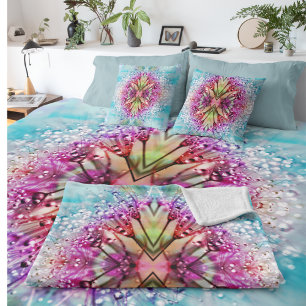 Coussin Kaléidoscope Dewdrops : Art Floral Abstrait