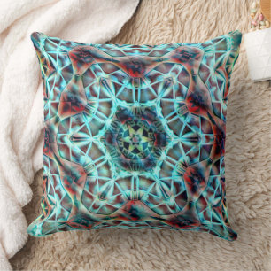 Coussin Kaleidoscope en pièces rougeâtres ressemblant à du