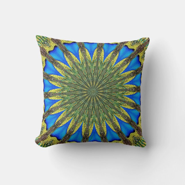 Coussin Kaleidoscope en plume de paon 3 (Recto)