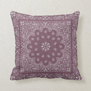 Coussin Kaleidoscope encadré de Plum Bourgogne Faux Denim
