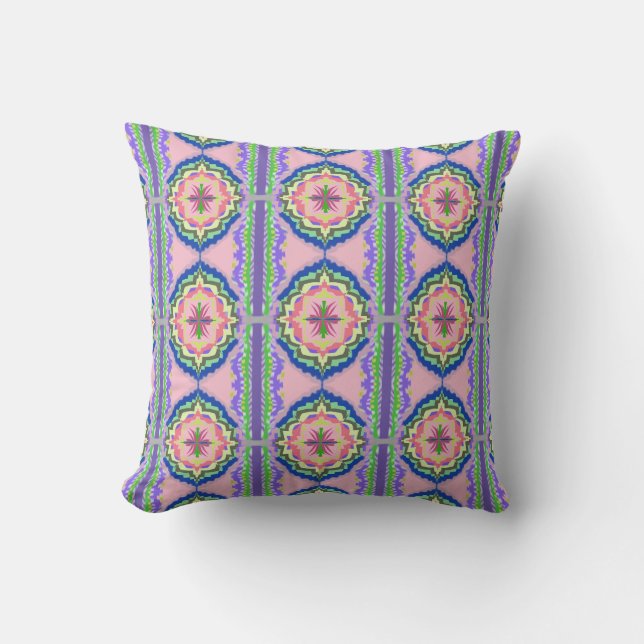 Coussin Kaleidoscope Fleurissant Vibrant : Mandala Rose et (Recto)