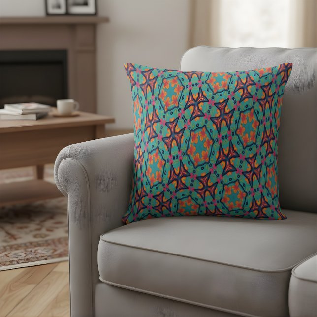 Coussin Kaleidoscope Floral Vibrant (Créateur téléchargé)