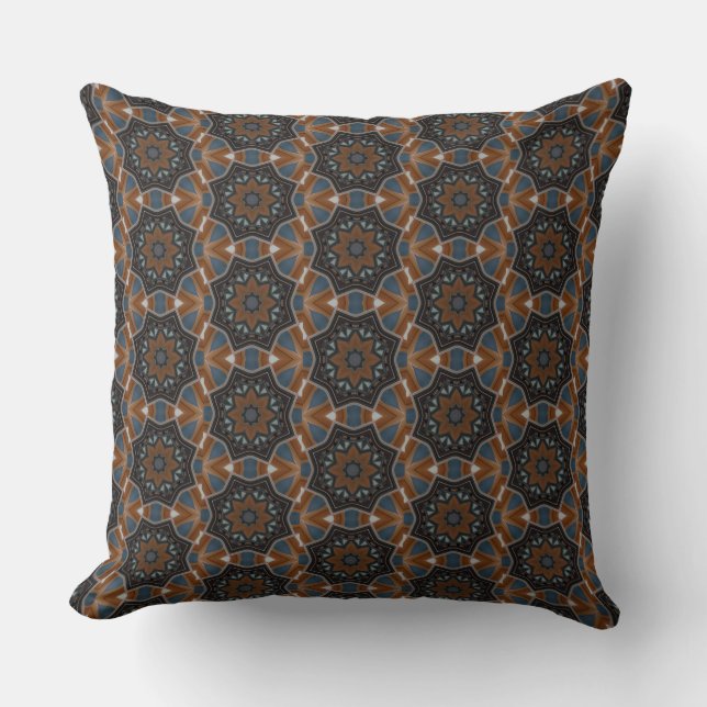 Coussin Kaleidoscope motif petite étoile marron HD (Recto)