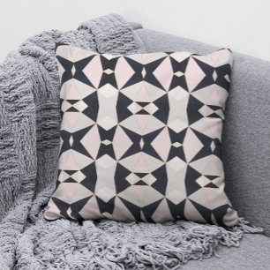 Coussin Kaleidoscope rose noir géométrique