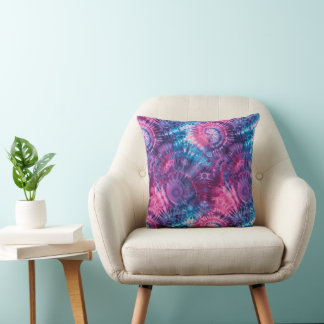 Coussin Kaleidoscope Tie-Dye Rose Violet et Sarcelle