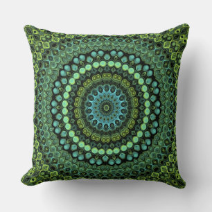 Coussin Kaleidoscope vert et Turquoise Mandala Motif