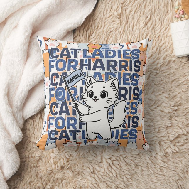 Coussin Kamala Harris 2024 Election Cat Ladies President (Couverture)