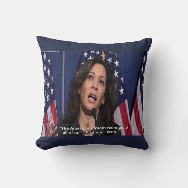 Coussin Kamala Harris et American Dream Citation Jeter l'o
