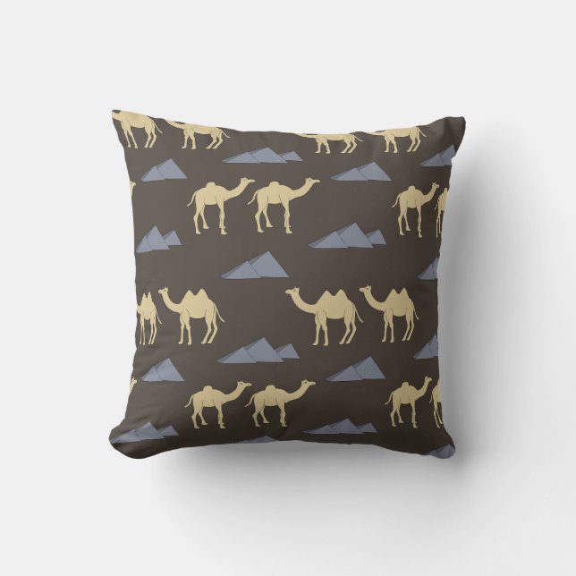 Coussin Kamelmuster mit blauen Pyramiden (Recto)