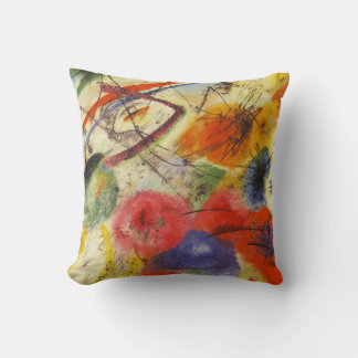 Coussin Kandinsky Abstrait Bleu Rouge Jaune Noir Taches