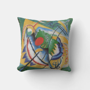 Coussin Kandinsky Abstrait "Rouge ovale" Jaune vert