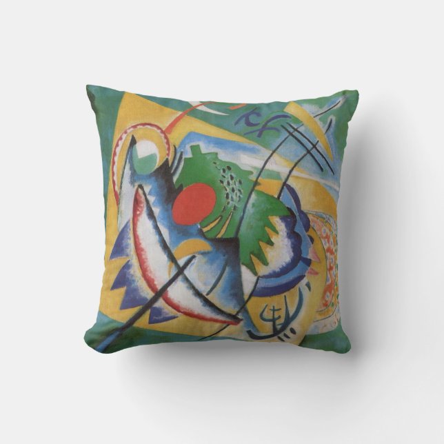 Coussin Kandinsky Abstrait "Rouge ovale" Jaune vert (Recto)