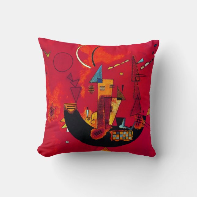 Coussin Kandinsky Moderne Rouge Abstrait (Recto)