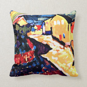 Coussin Kandinsky - Murnau avec arc-en-ciel, art paysager