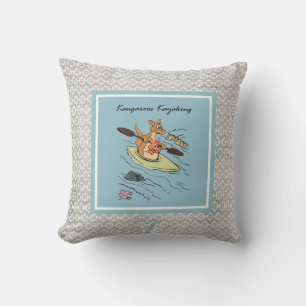 Coussin Kangooroos moderne naissance bébé garçon bleu gris