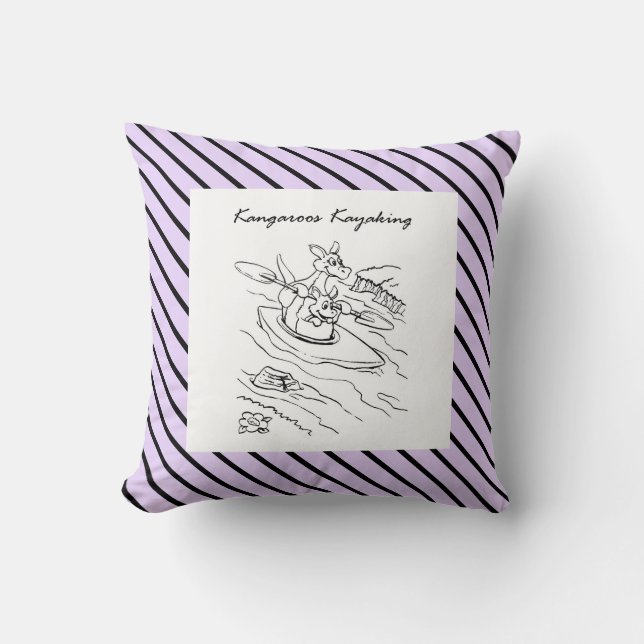 Coussin Kangooroos moderne naissance bébé garçon noir (Recto)