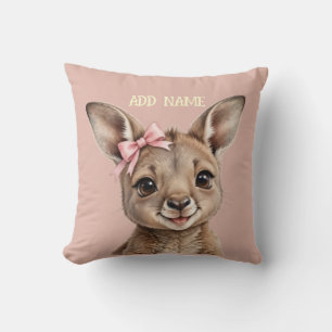 Coussin Kangourou femelle : Nœud et fleurs pastel pour béb