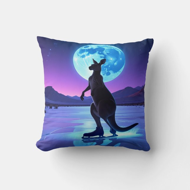 Coussin Kangourou patineur au clair de lune (Recto)