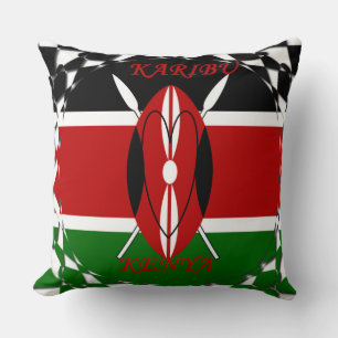 Coussin Karibu Kenya Hakuna Matata Drapeau Couleurs