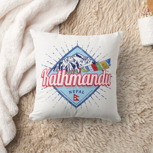 Coussin Kathmandu Mountains Népal Retro Flags Souvenir (Couverture)