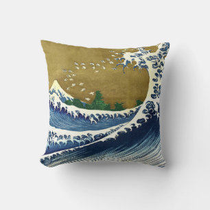 Coussin Katsushika Hokusai - Grande vague colorée