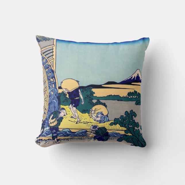 Coussin Katsushika Hokusai - Moulin à eau à Onden (Recto)