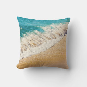 Coussin Kauai, Hawaii Beach - Turquoise Ocean Wave Photo C