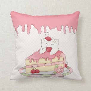 Coussin Kawaii a fouetté Kitty crème et le gâteau de