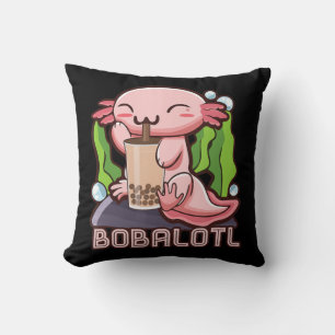 Coussin Kawaii Axolotl Cute Boba Tee Bubble Tea Anime Girl