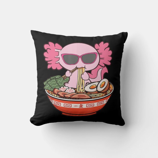 Coussin Kawaii Axolotl Manger Ramen nouilles Anime Girls T (Recto)