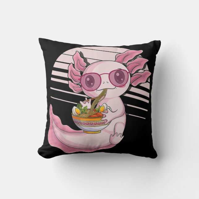 Coussin Kawaii Axolotl Ramen nouilles Alimentation japonai (Recto)