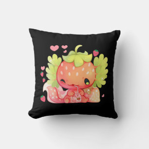 Coussin Kawaii Axolotl Strawberry Milk Shake Japanese Anim