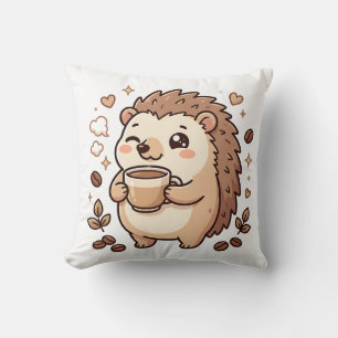 Coussin Kawaii Café Hérisson Mignon