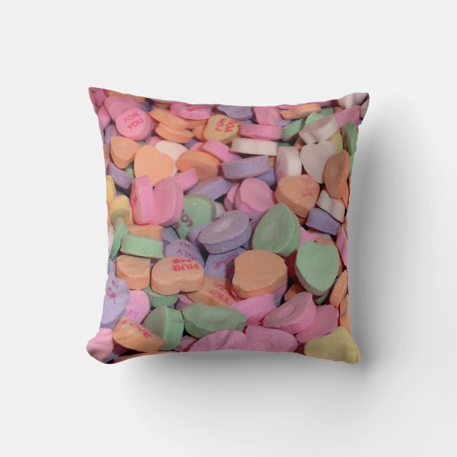 Coussin Kawaii Candy Valentine Coeurs de conversation (Recto)