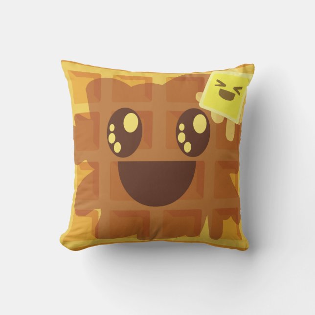 Coussin Kawaii Cartoon Waffle Sirop de beurre mignon Petit (Recto)