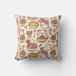 Coussin Kawaii Cat Ramen Heure