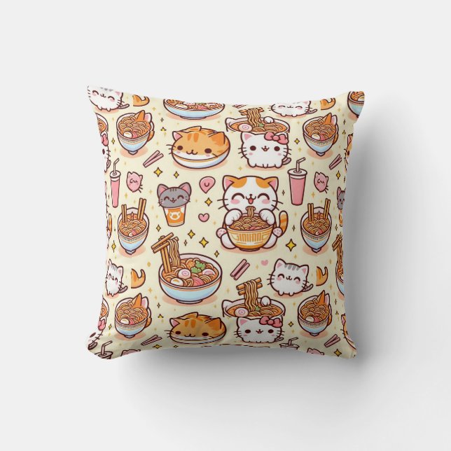 Coussin Kawaii Cat Ramen Heure (Recto)