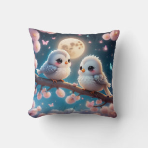 Coussin Kawaii Charming Birds under Moonlight