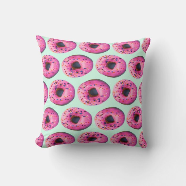 Coussin kawaii chic chic chic menthe motif et beigne rose (Recto)