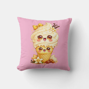 Coussin Kawaii Cône de Glace à la Vanille
