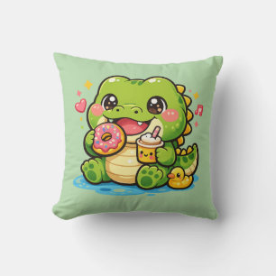 Coussin Kawaii Crocodile Heureux