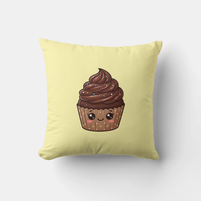 Coussin Kawaii Cupcake au Chocolat (Recto)