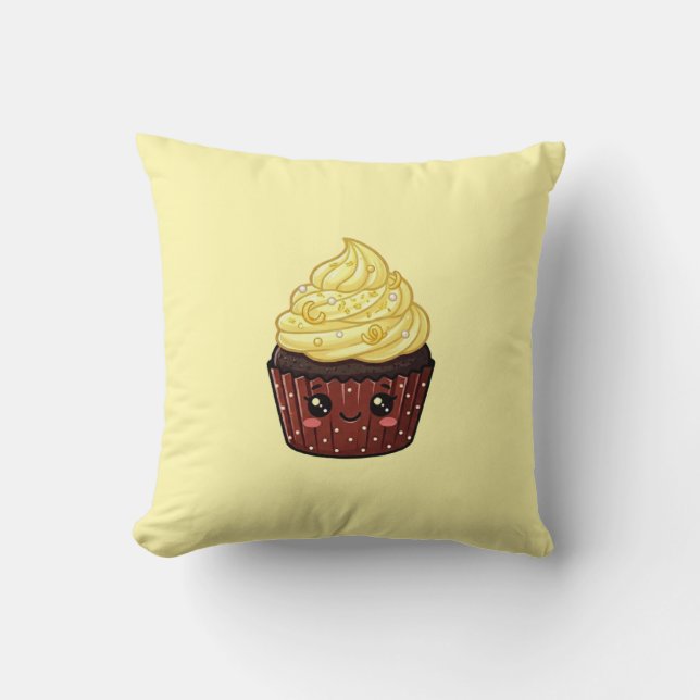 Coussin Kawaii Cupcake Glaçage Tourbillon de Citro (Recto)