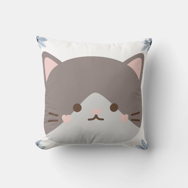 Coussin Kawaii Cute Chat Face (Recto)