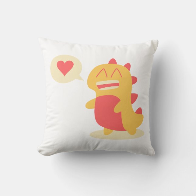 Coussin Kawaii Dino de sourire parlant de l'amour (Recto)