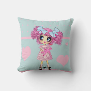 Coussin Kawaii Girl - mignon PinkyP pastel bleu