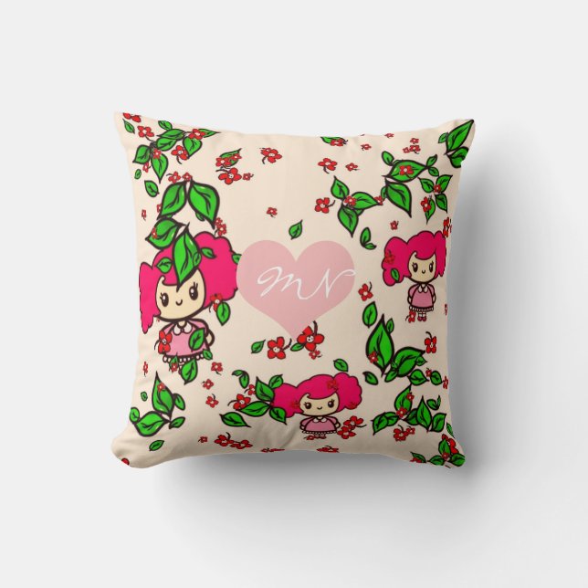 Coussin Kawaii Girl PinkyP SweetLolita Personnalisé (Recto)